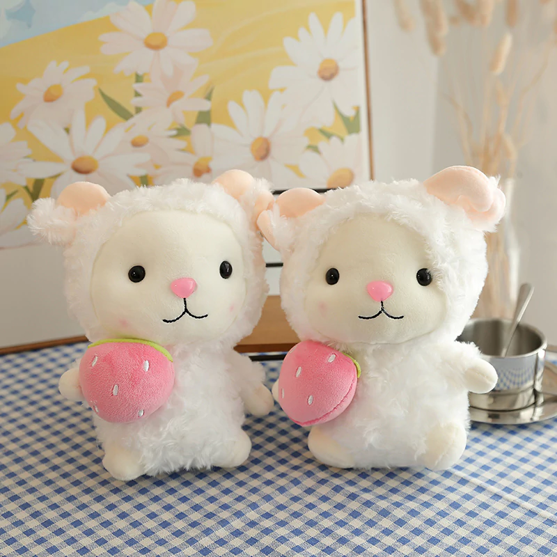 Lamb Plush Toy with Strawberry 7.9 inches