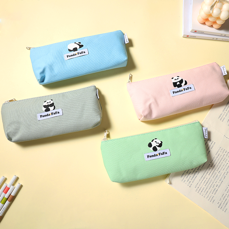 Cartoon Panda Pattern Canvas Pencil Case