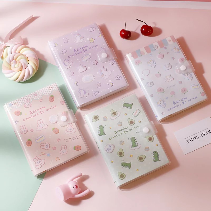 Cartoon Notebook with Color Pages&Plastic Cover