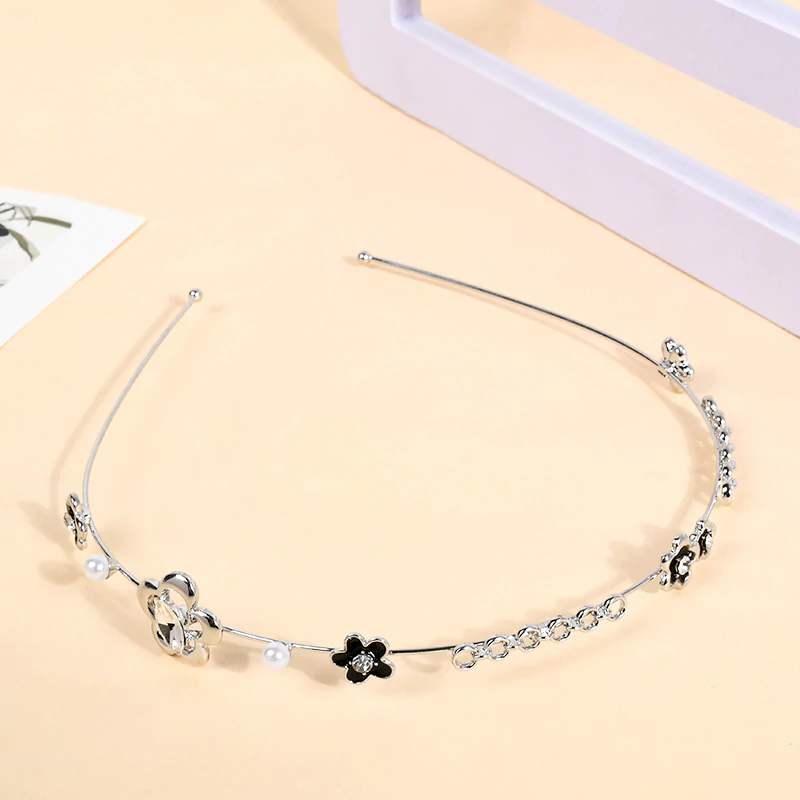 Oil Drip Craft Flower Hair Band - Silver