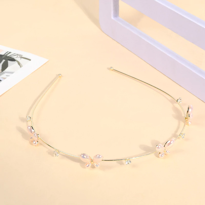 Laser Color Butterfly Metal Hair Band - Gold