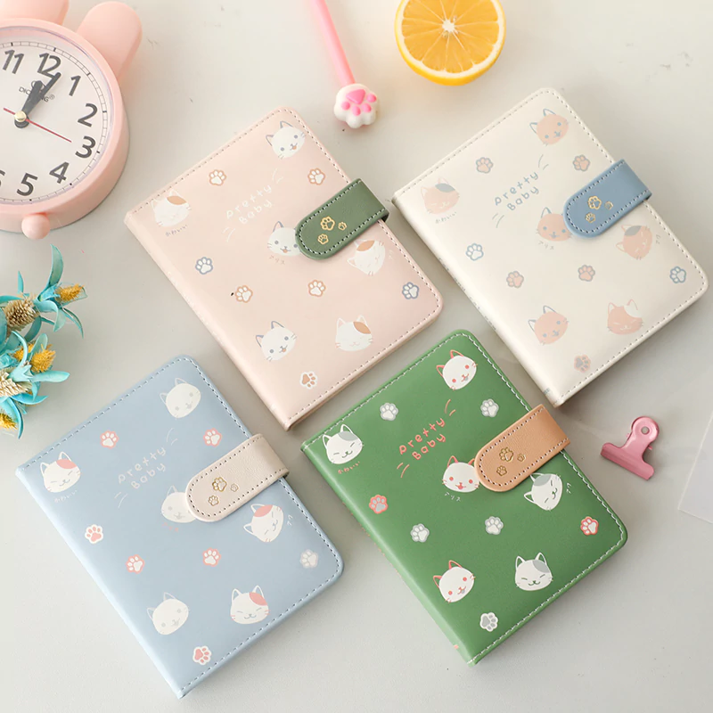 Cute Kitty Magnetic Button Color Page Notebook