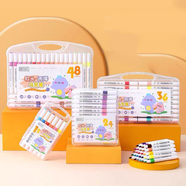 Soft-Tip Acrylic Paint Marker Pen Set 12/24 Colors