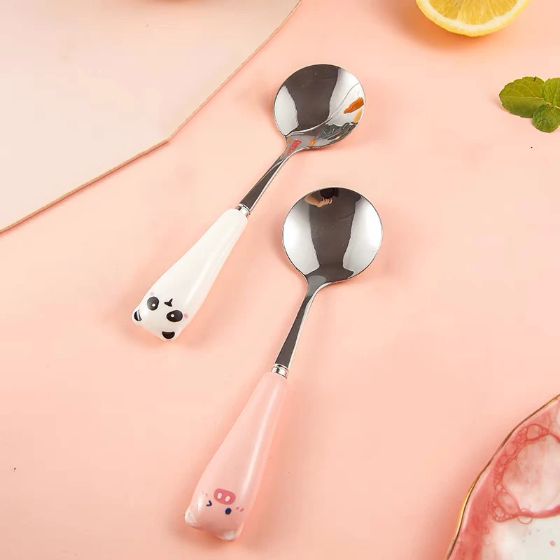 Cartoon Animal Ceramic Handle Spoon