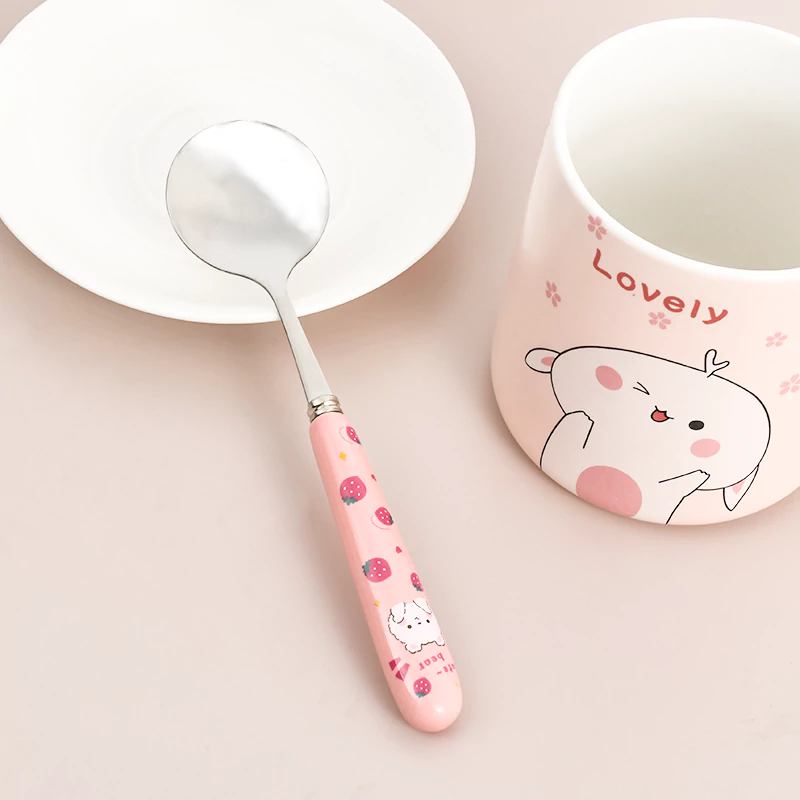 Strawberry Bunny Ceramic Handle Spoon