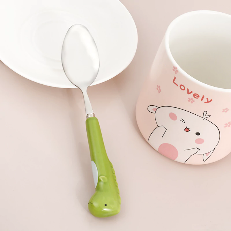 Cute Dinosaur Ceramic Handle Spoon