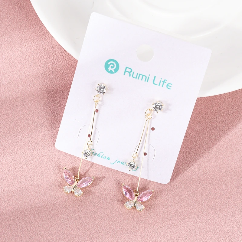 Zircon Butterfly Drop Earring