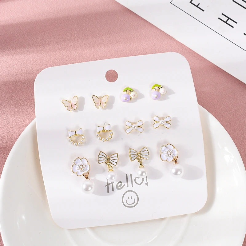 Elegent Stud Earrings Set 6 Pairs
