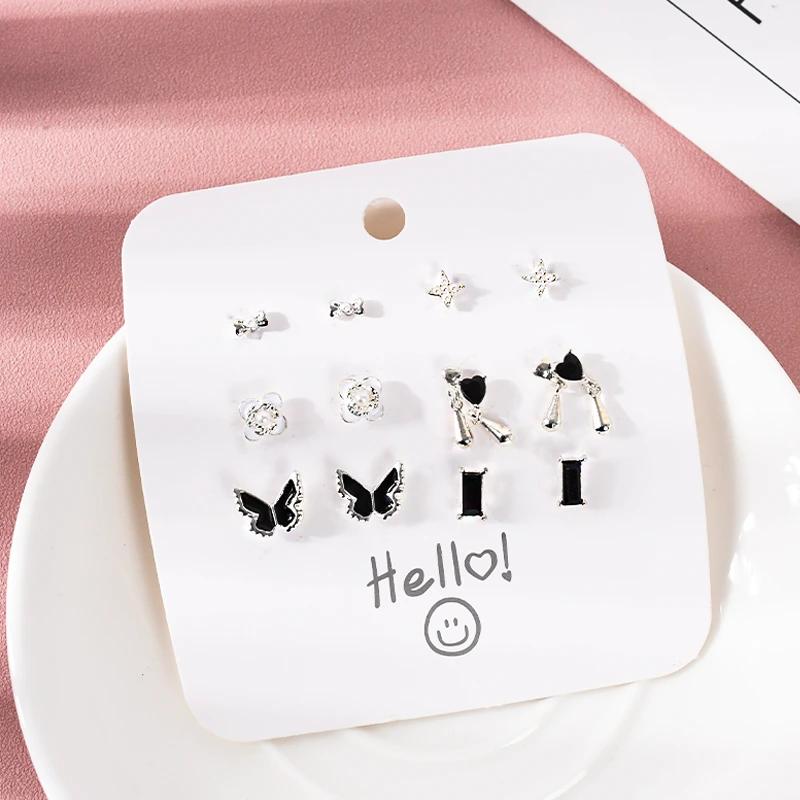 Butterfly Stud Earrings Set 6 Pairs