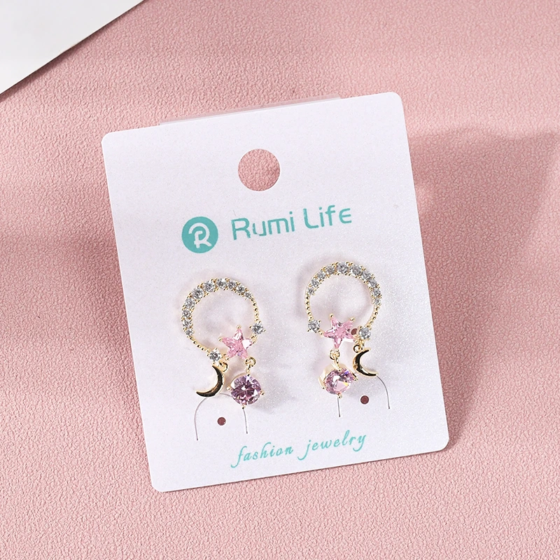 Pink Zircon Star Drop Earring
