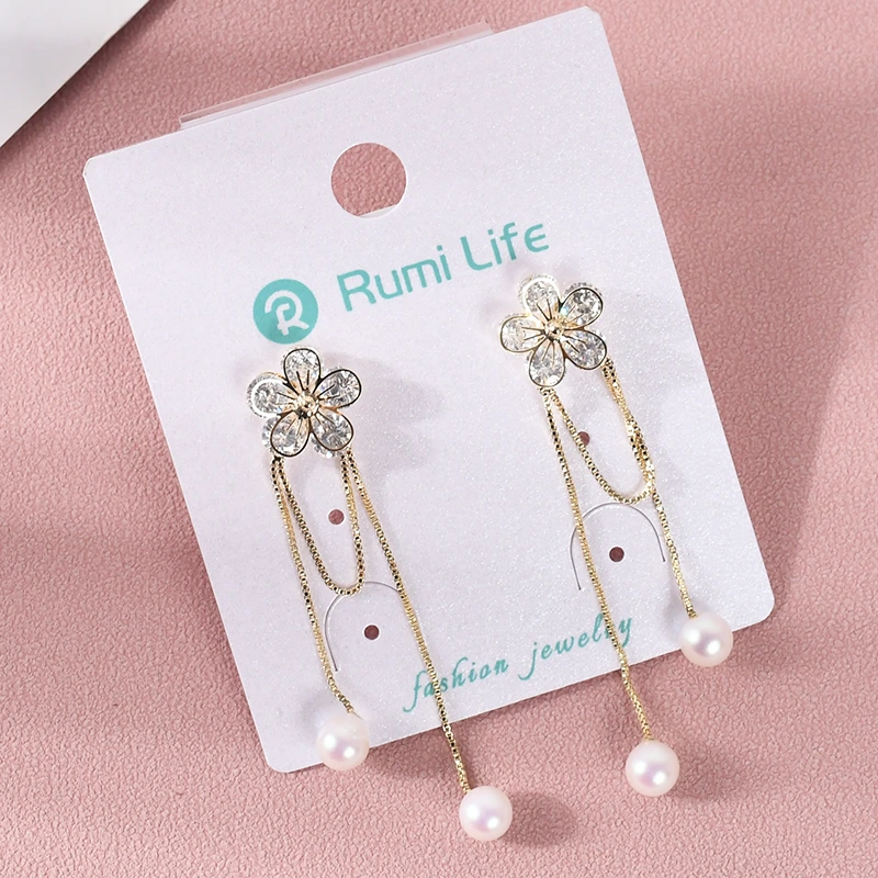 Zircon Flower Dangle Earring