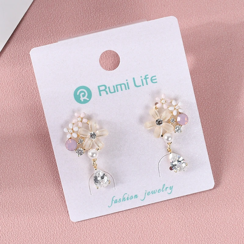 Zircon Flower Drop Earring