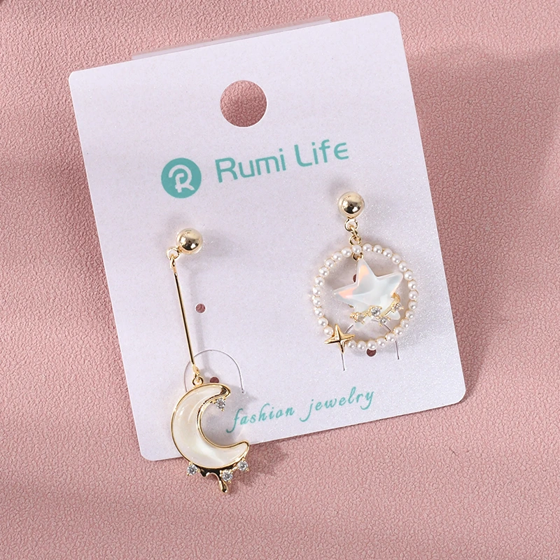 Star Moon Drop Earrings