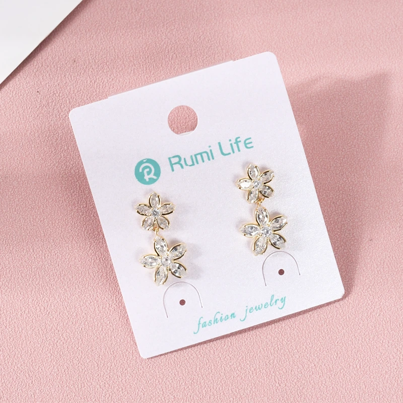 Flowers Zircon Drop Earrings